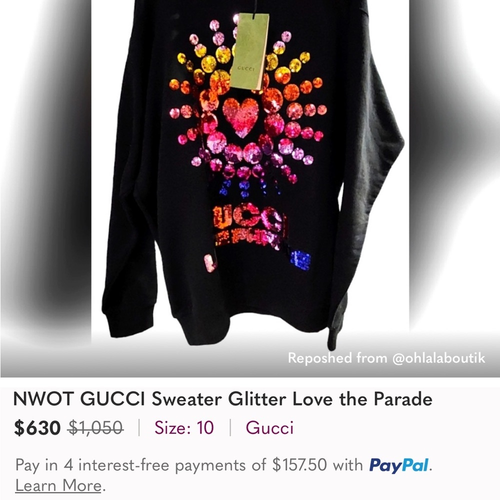 Gucci Black Sweater with Colorful Glitter Design